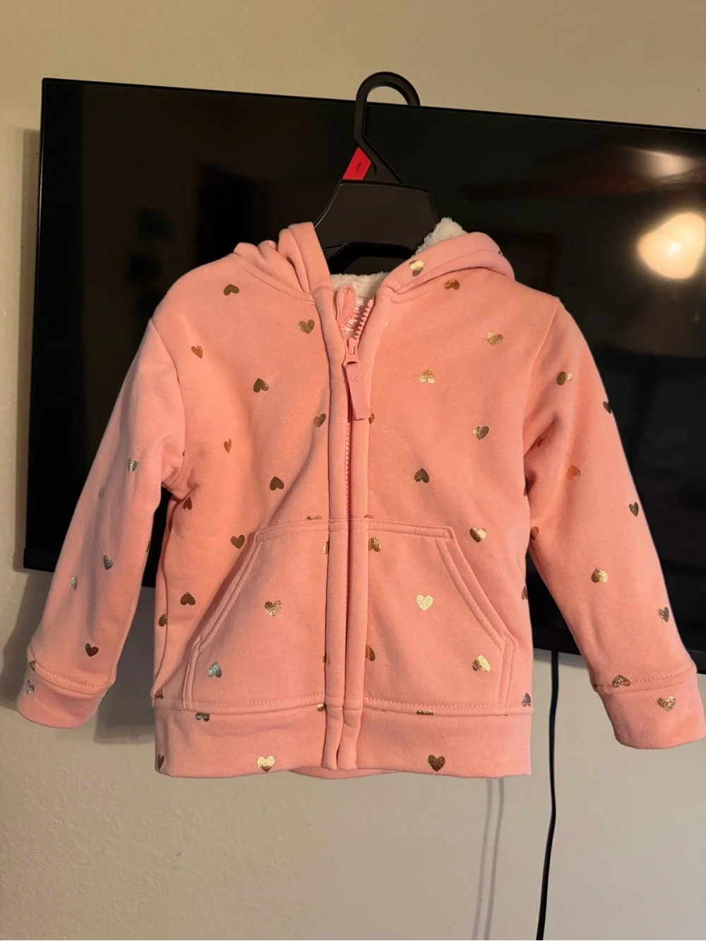 wonder nation Pink Hoodie with Metallic Heart Print